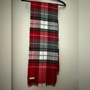 Barneys New York Red and Gray Plaid Scarf